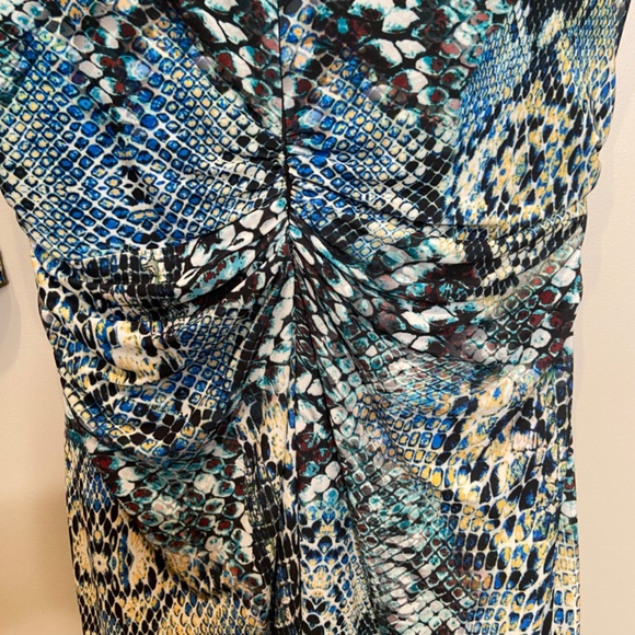 David Meister Midi Multicolor Snake Print Cowl Neck Dress Size 8 - Picture 9 of 14